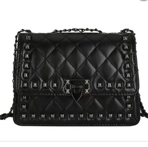 Mini (Black) Studded Quilt Faux Leather Chain Bag
